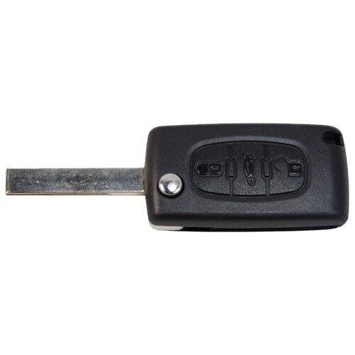 Alt View 2. HQRP - 3-Button Flip Key Fob Shell Case with Uncut Blade for Peugeot 107 207 307 308 407 408 - Black.
