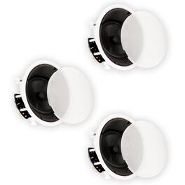 Theater Solutions by Goldwood - TSS8A Flush Mount Angled Deluxe In Ceiling Speakers with 8" Woofers 3 Speaker Set - Paintable White
