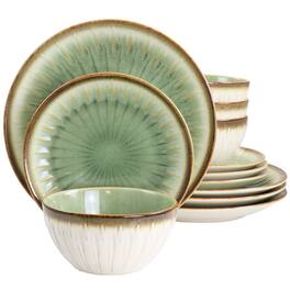 Gibson - Elite Mayfair Bay 12 Piece Stoneware Dinnerware Set - Green