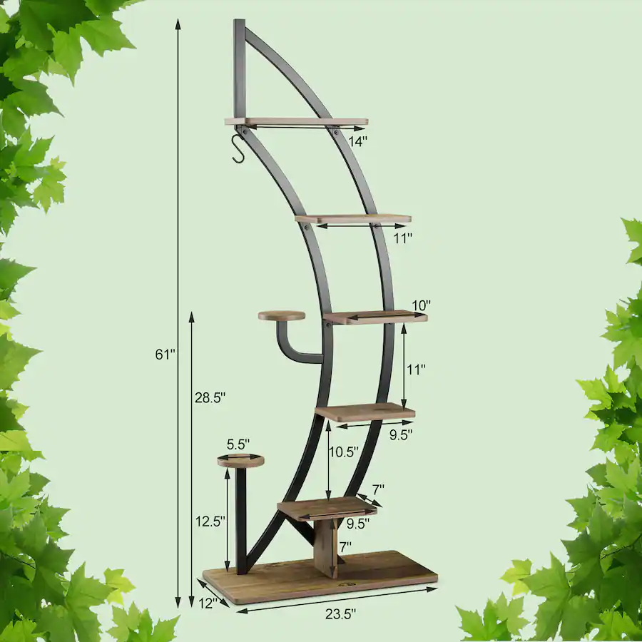 Costway 6 Tier Metal Plant Stand Rack Half Moon Shape Ladder Planter ...