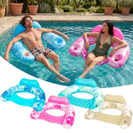 Joyfy - Inflatable Pool Floats Adult, 4 Pack Pool Chairs with Cup Holders, Floats Chair, Hammock Noodle Mat for Summer Water Fun