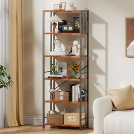 Furnulem - 6 Layers for Book Storage Bookshelf - Brown