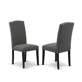 East West Furniture - X696EN120-7 7-Pc Dining Room Set - 6 Upholstered Dining Chairs and 1 Modern Rectangular Cement - Multi-Color