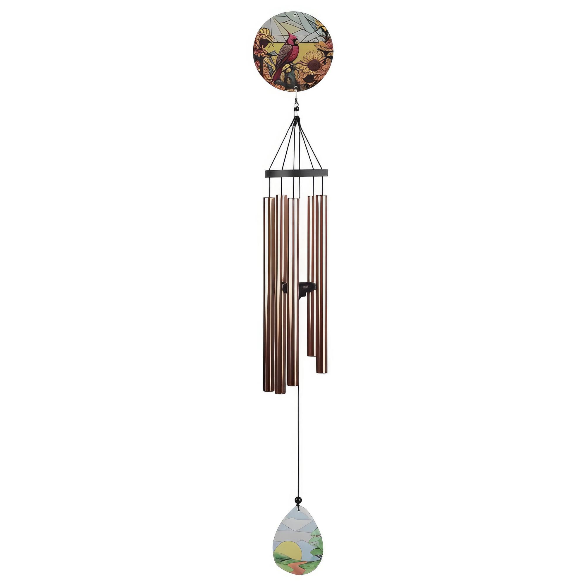 FC Design - 37" Long Cardinal Glass Wind Chime Outdoor Patio or Garden Hanging Decoration - Multi-Color