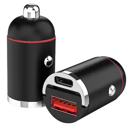 Front. Stock Preferred - 2Pcs Dual Port 100W USB Type-C Car Charger - Black.