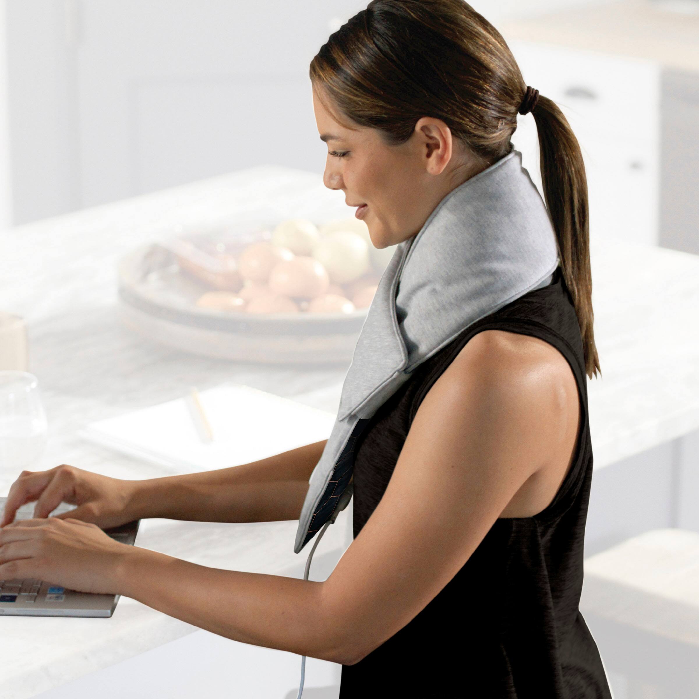 Alt View 11. Calming Heat - Charcoal + Copper Infused Massaging Neck Wrap - Gray.
