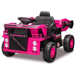 GARVEE - 12V Ride On Dump Truck for Kid,Remote Control Electric Construction Vehicle with Dump Bed & Shovel,Music, High/Low Speed - Pink