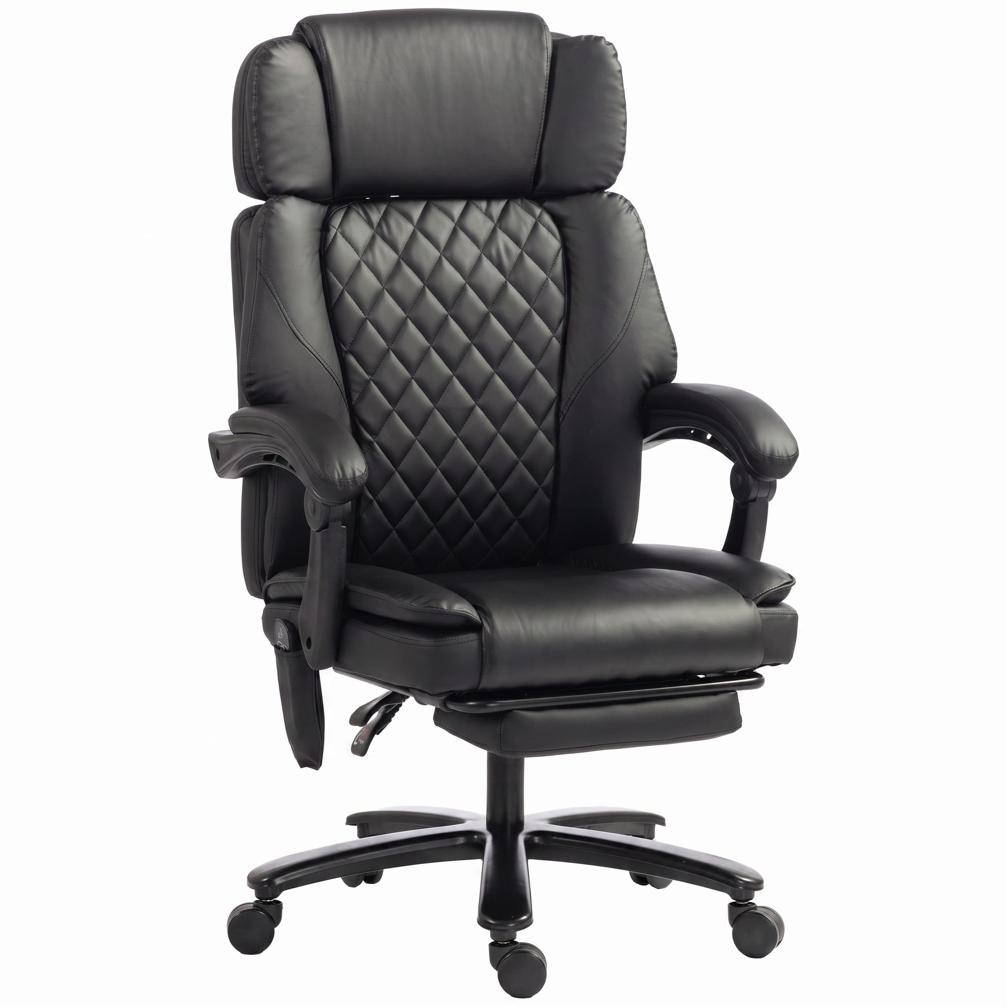 Homcom - Office Chair with Heat, 400lbs Heavy Duty Desk Chair with Adjustable Headrest, Reclining - Black