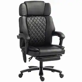 Homcom - Office Chair with Heat, 400lbs Heavy Duty Desk Chair with Adjustable Headrest, Reclining - Black