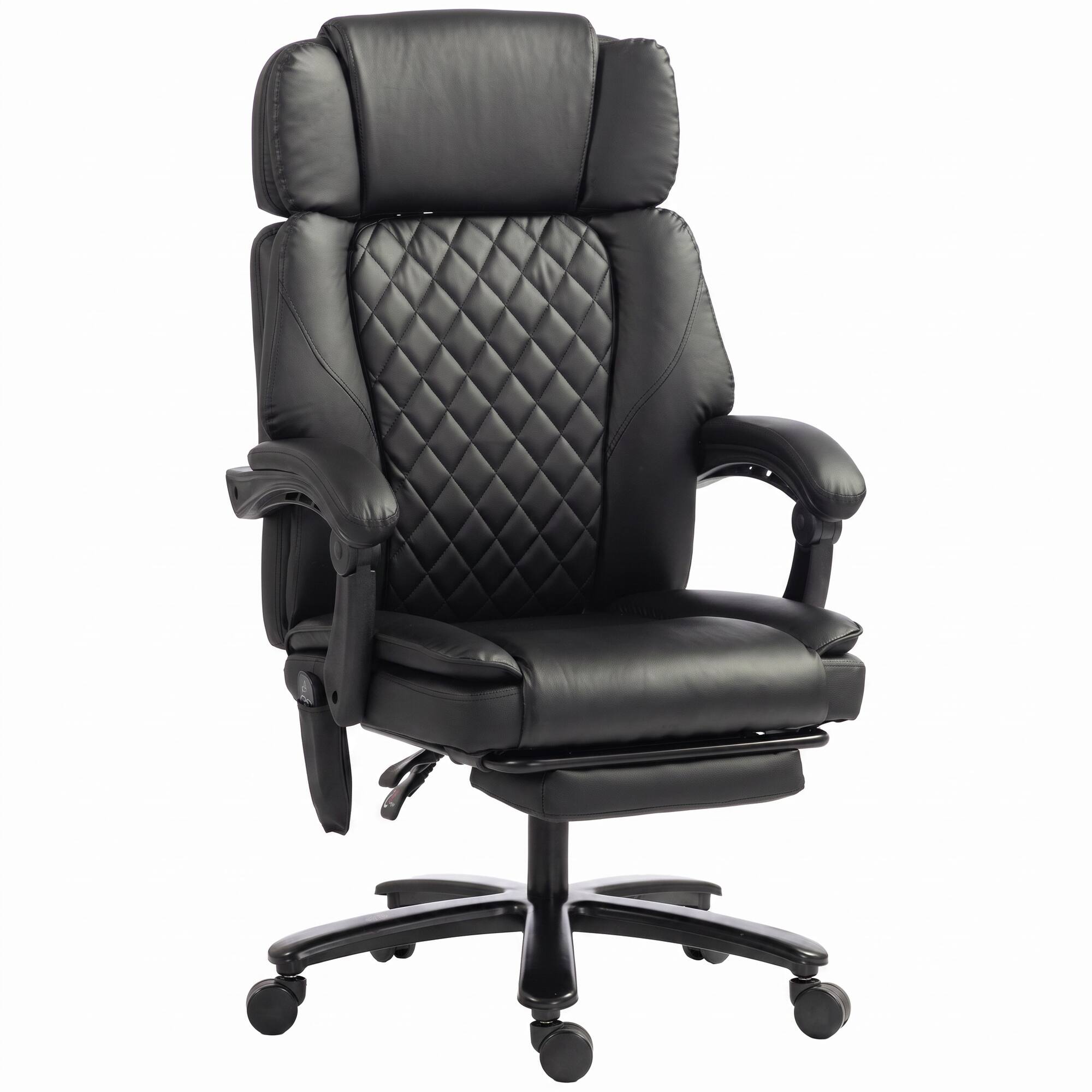 Front. Homcom - Office Chair with Heat, 400lbs Heavy Duty Desk Chair with Adjustable Headrest, Reclining - Black.