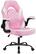 Front. Bestier - Ergonomic Faux Leather Adjustable Reclining Swiveling PC and Racing Game Chair with Padded Arm - Pink.