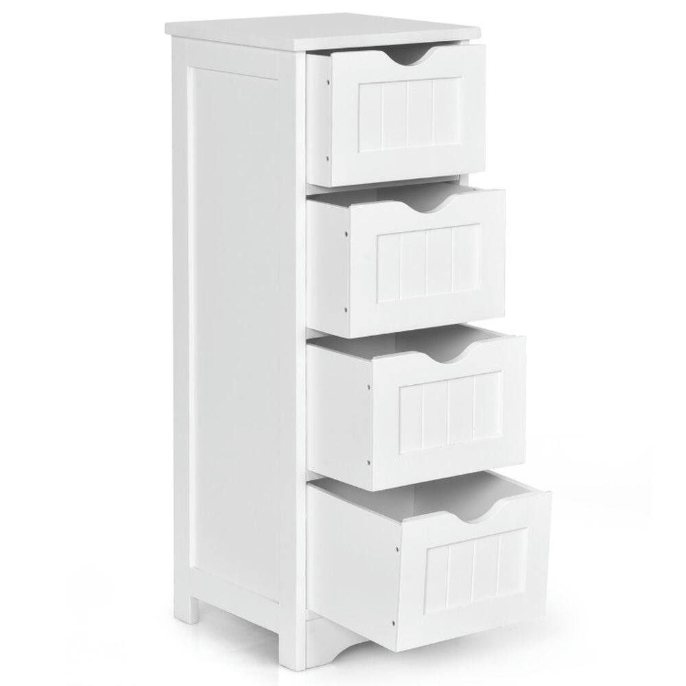 Back. Kadyn - Floor Wooden Free Standing Storage Side Organizer for Bathroom-White, Bathroom Cabinets for Entryway Storage - White.