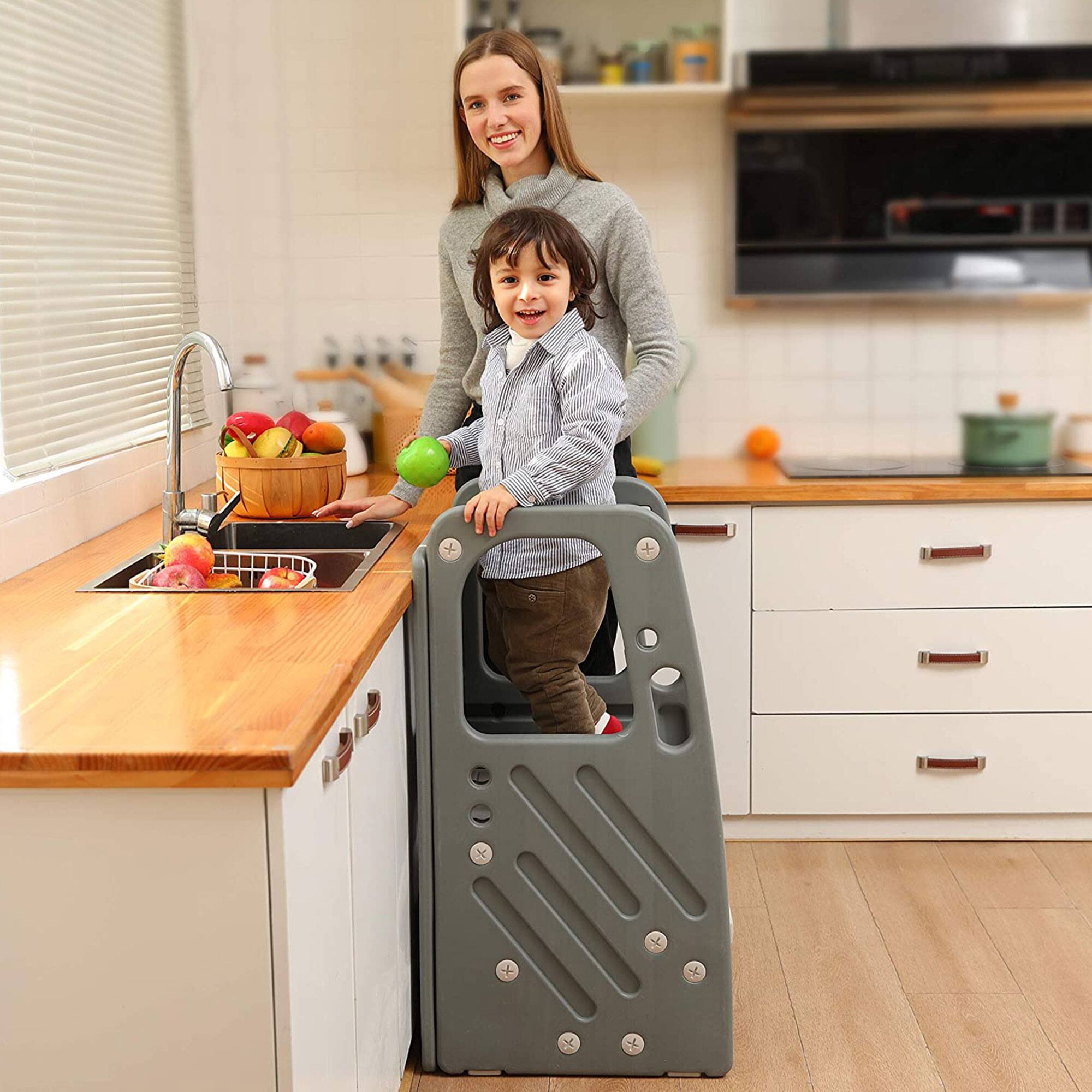 Alt View 2. SDADI - SDADI Kids Durable Plastic Step Stool with 3 Adjustable Heights, Dark Gray - Gray.