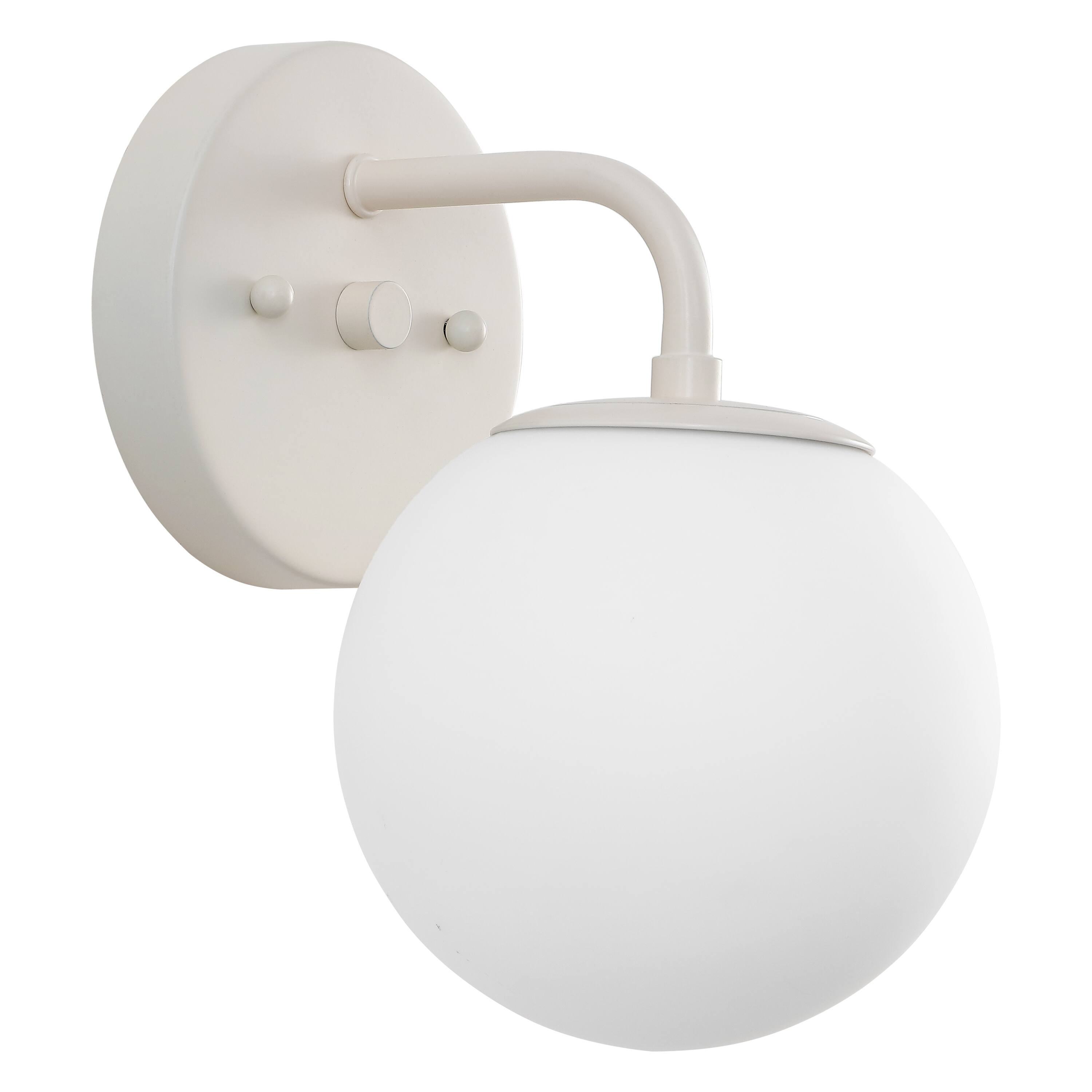 Alt View 9. Jonathan Y - Louis Parisian Globe 5.75" 1-Light Metal/Frosted Glass Modern Contemporary LED Vanity Light, Almond - Almond.