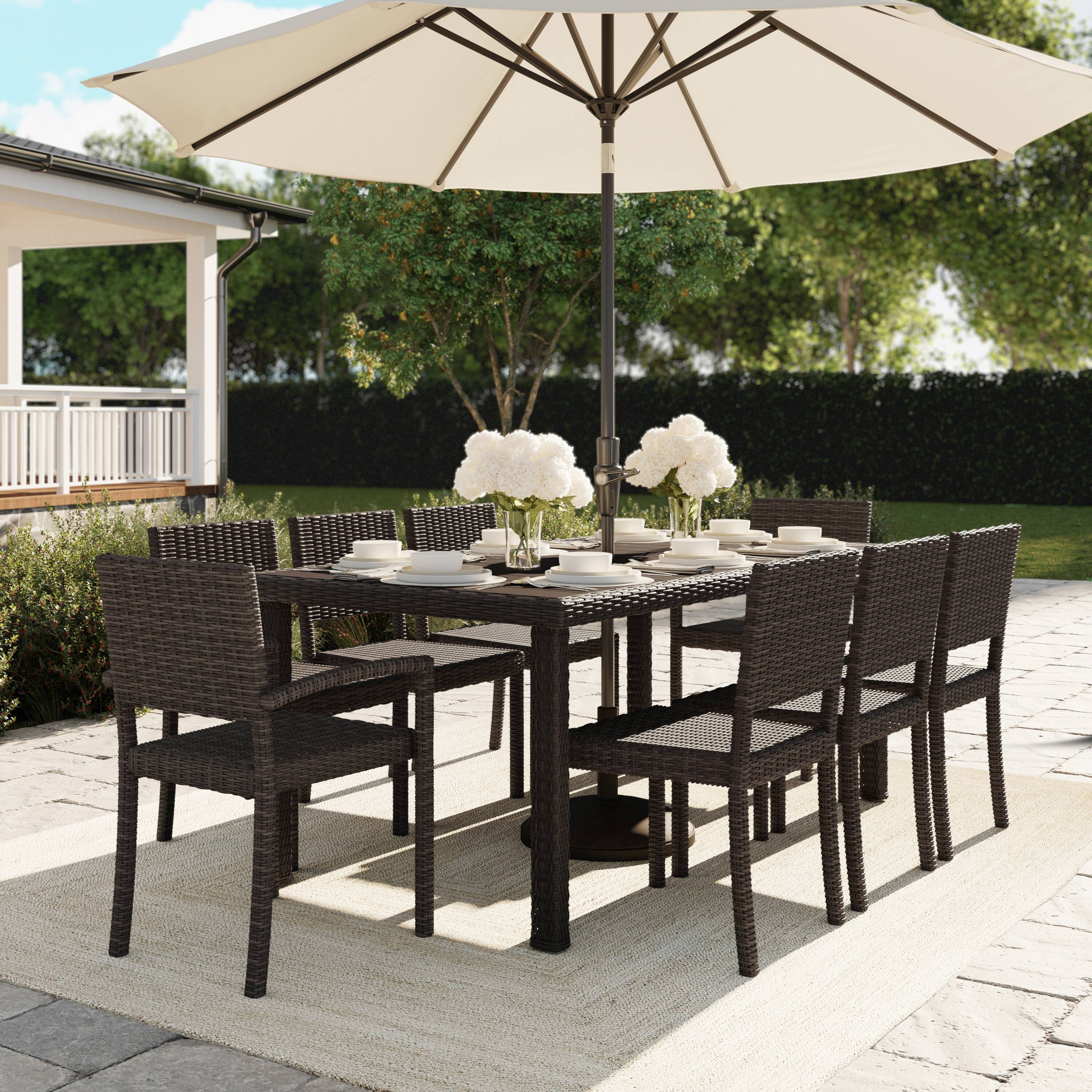 Alt View 5. Martha Stewart - Bedford Outdoor Rattan Wicker Stackable Dining Armchair - Brown.