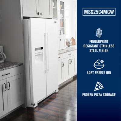 Maytag 36 in. Wide 24.5 cu. ft. Side by Side Refrigerator White Maytag 36 in. Wide 24.5 cu. ft. Side by Side Refrigerator White
