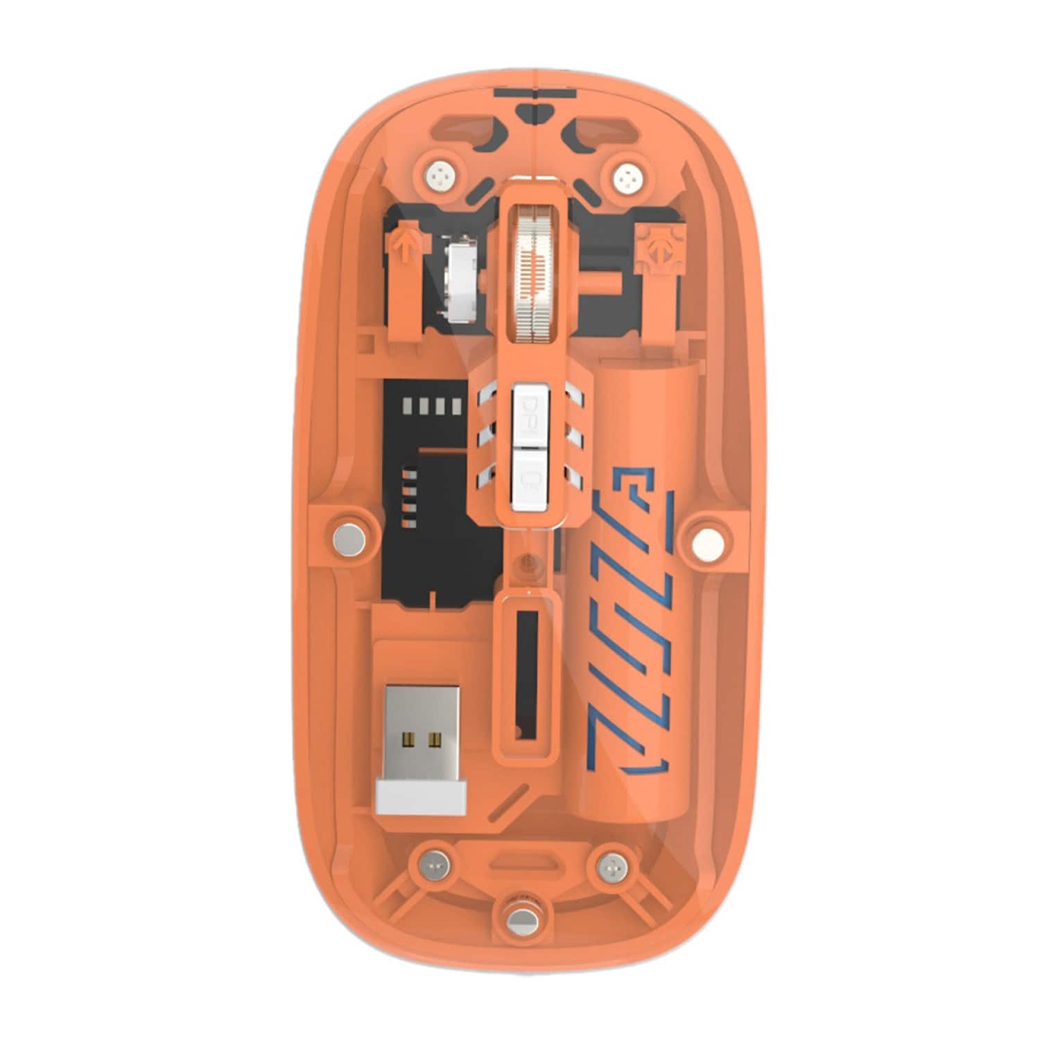 SaharaCase - Wireless Mouse | Transparent Shell | Rechargable Battery | USB & Type C Adapter | Glacier Series - Wireless - Orange