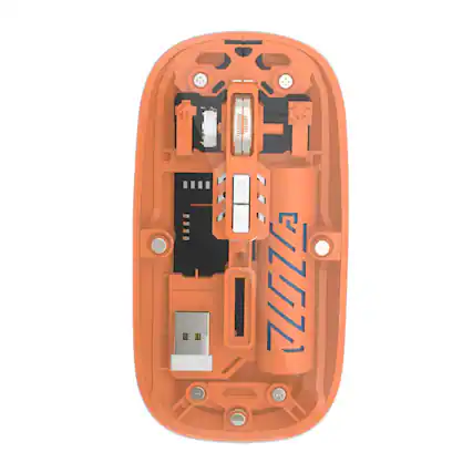 Front. SaharaCase - Wireless Mouse | Transparent Shell | Rechargable Battery | USB & Type C Adapter | Glacier Series - Orange.
