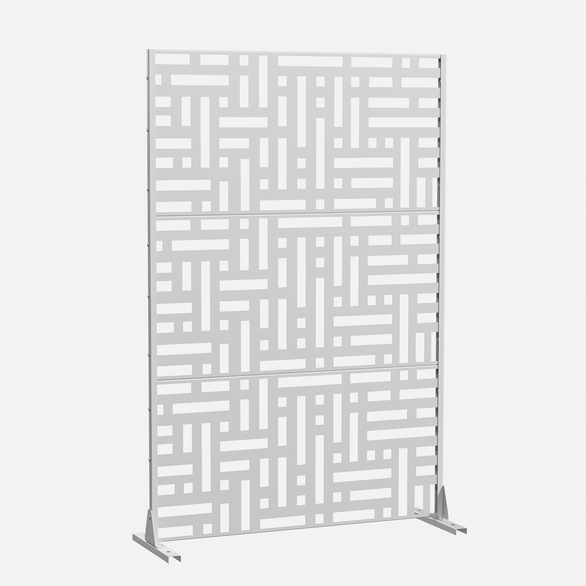 Angle. PexFix - 72 in. x 47 in. Helen Pattern Metal Outdoor Privacy Screen & Panels, Freestanding Garden Divider Fence - White.