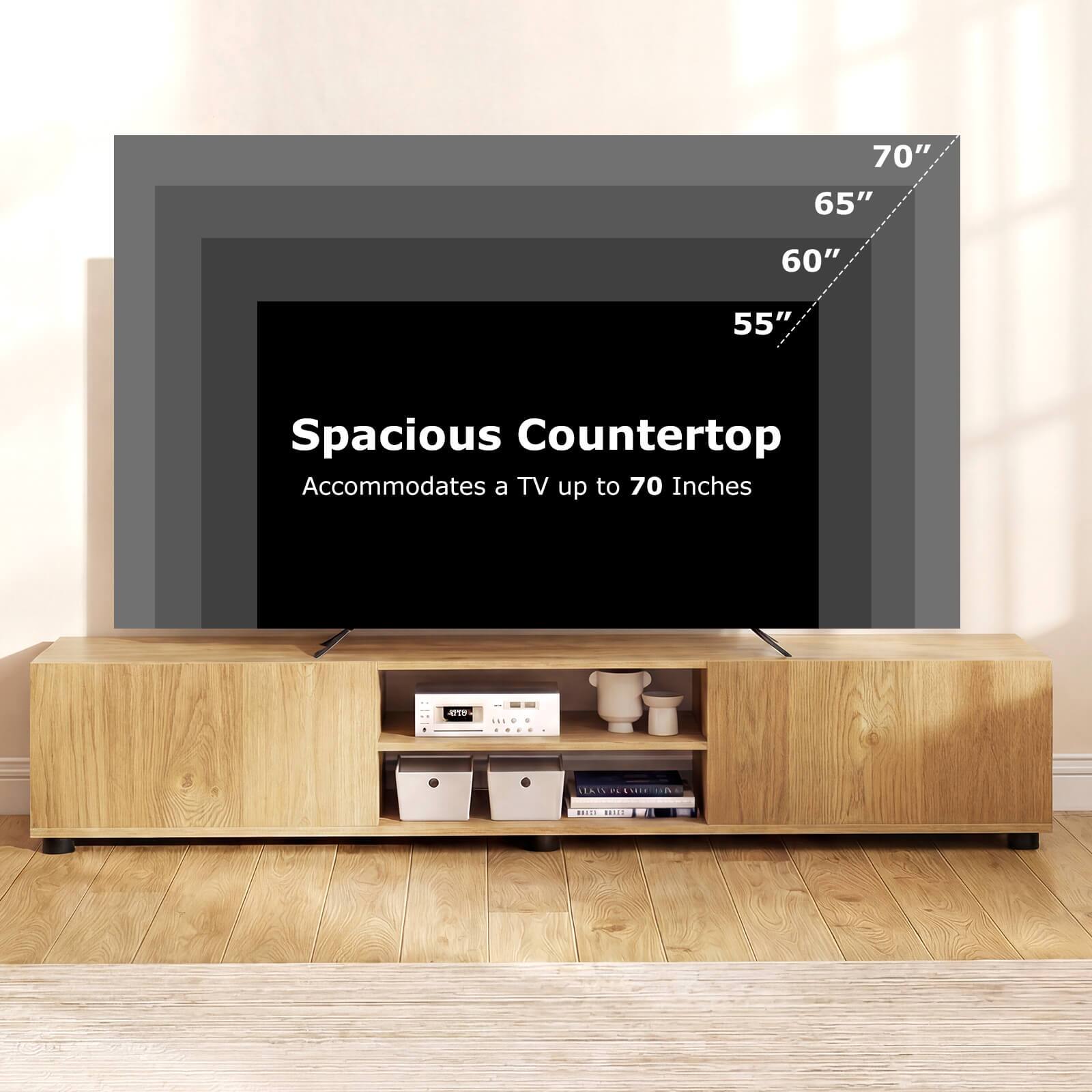 70" 65" 60" 55" Spacious Countertop Accommodates a TV up to 70 Inches