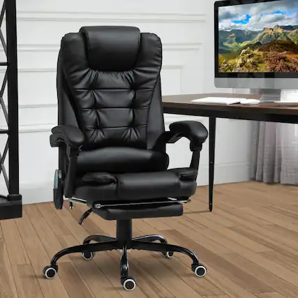Front. Anysun - 7-Point Vibrating Massage High-Back Executive Recliner with Lumbar Support and Footrest - Black.