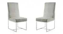 Manhattan Comfort - Element Modern Metal Velvet Dining Chair - Set of 2 - Steel