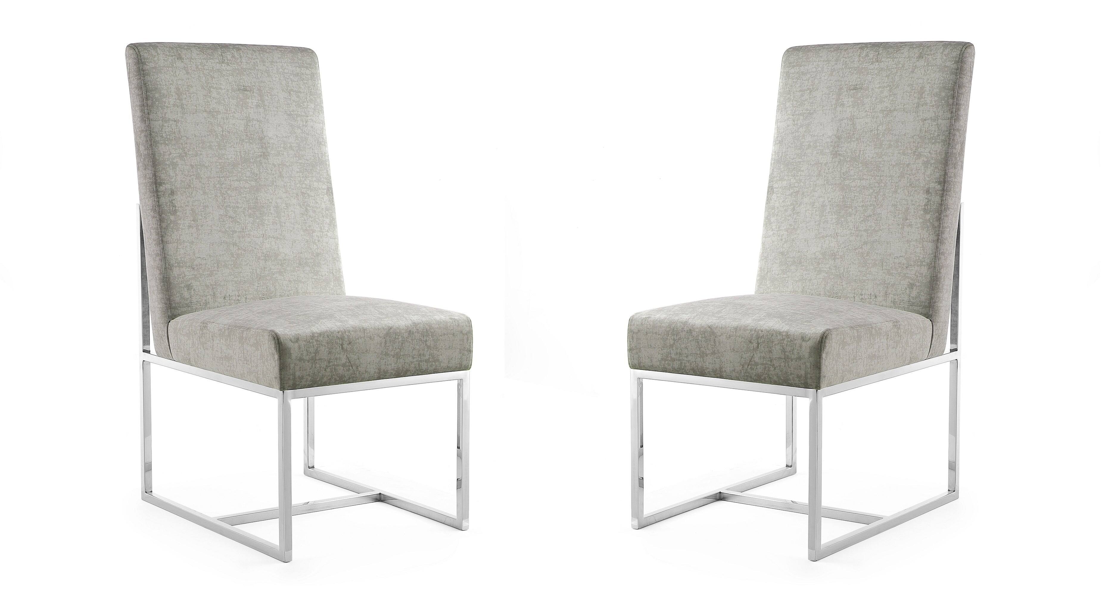 Manhattan Comfort - Element Modern Metal Velvet Dining Chair - Set of 2 - Steel