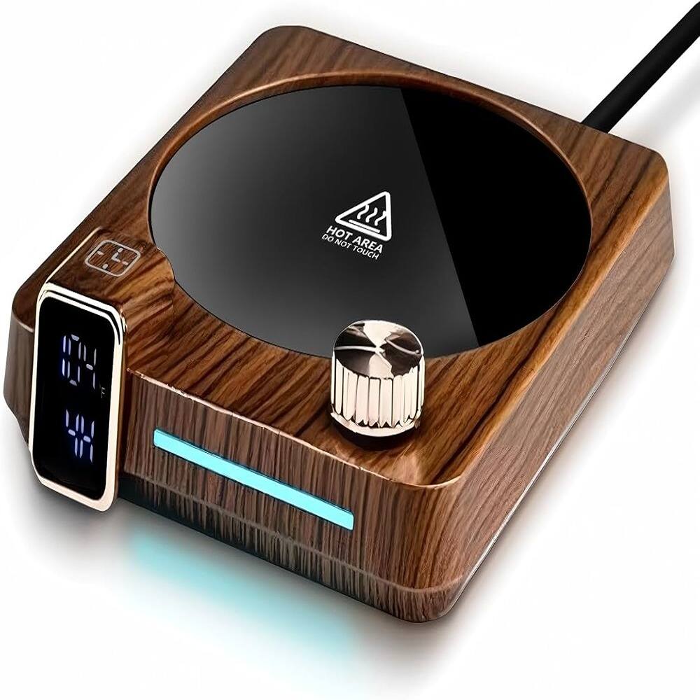 Schertz - Coffee Mug Warmer – 40W, Dual Display, 9 Temps, Timer, Woodgrain - wood