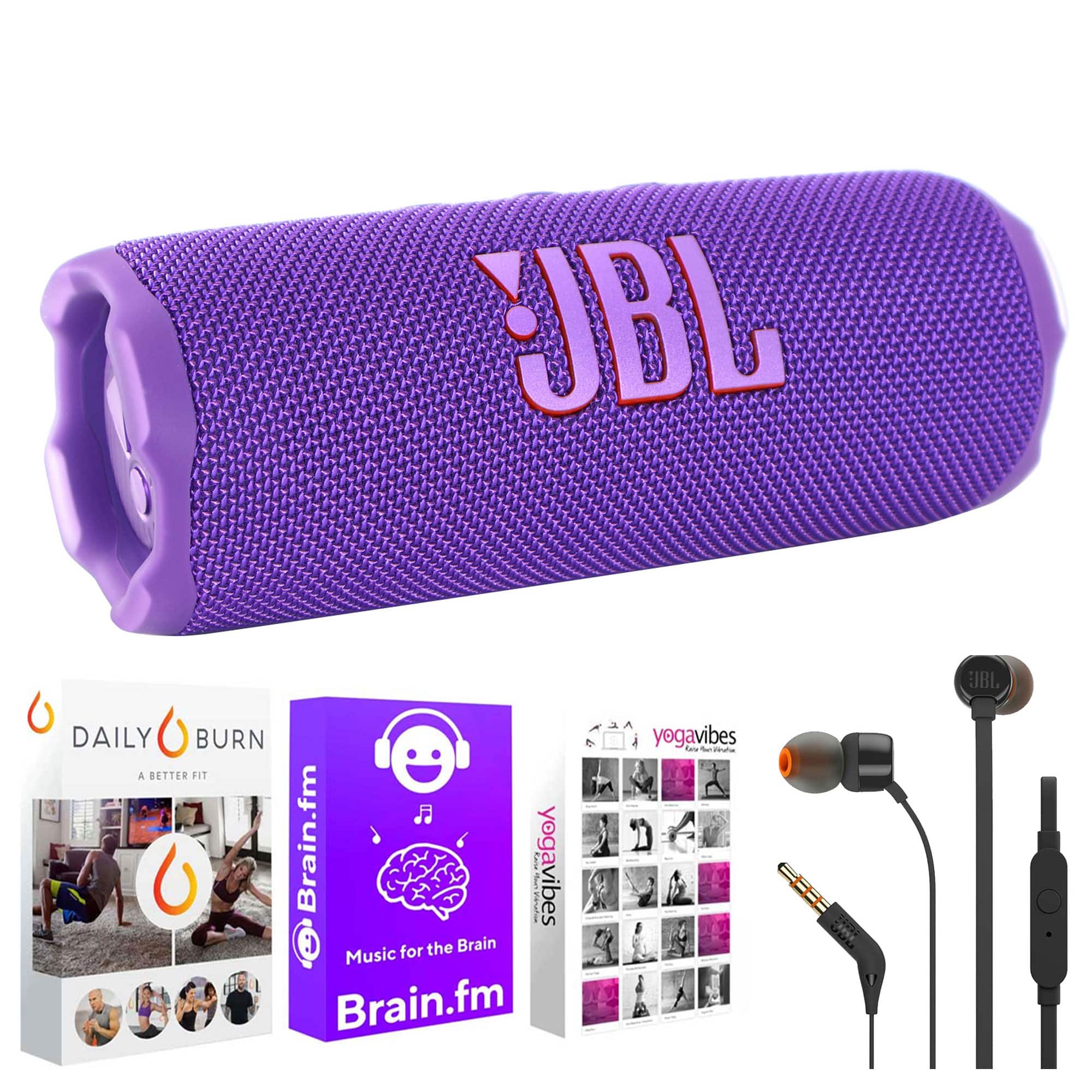JBL - Flip 7 Portable Waterproof Bluetooth Wireless Speaker Audio Bundle - Purple