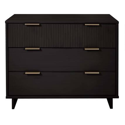 Front. TinyHomie - Granville 38in Dresser in Black (3-Drawer) - Black.