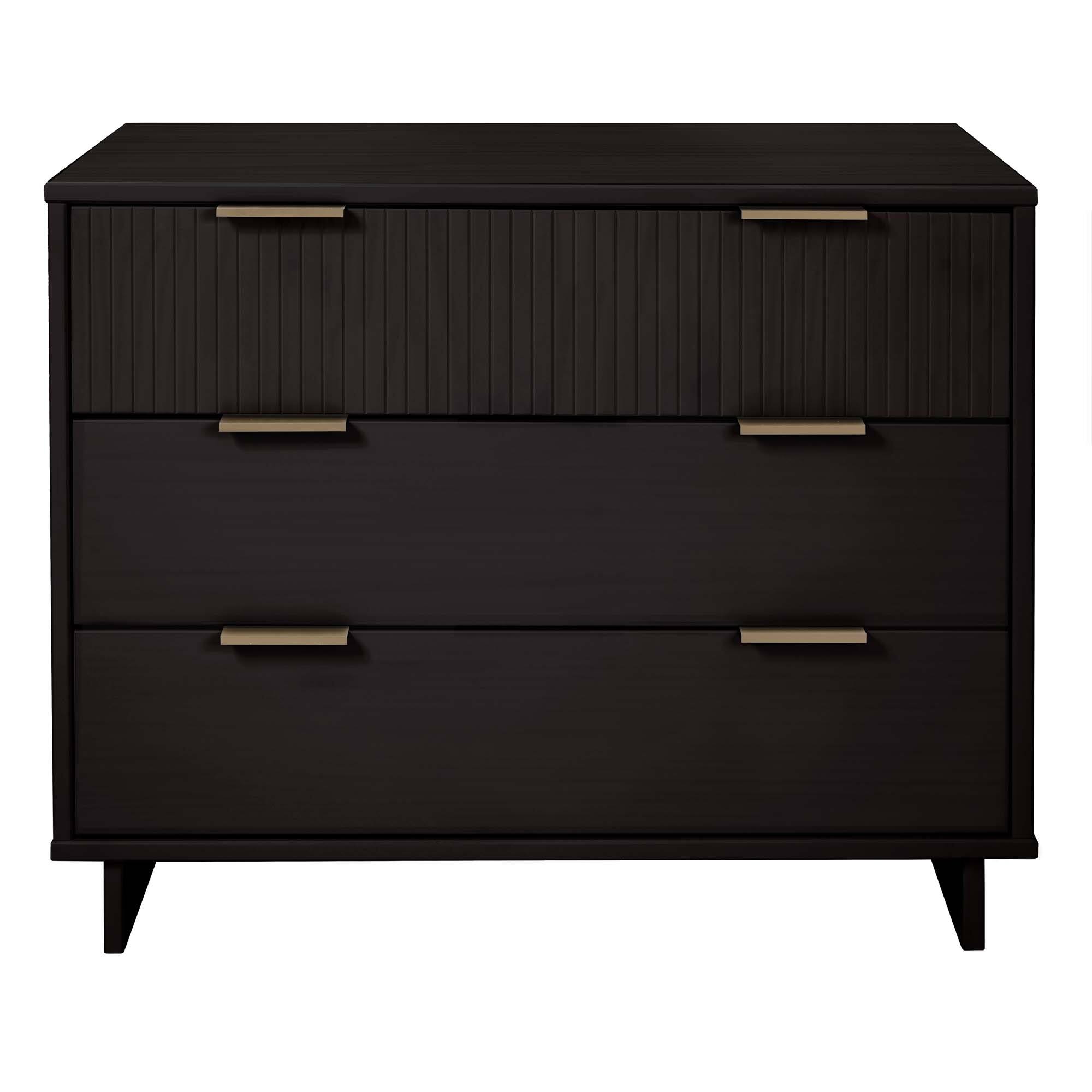 Front. TinyHomie - Granville 38in Dresser in Black (3-Drawer) - Black.