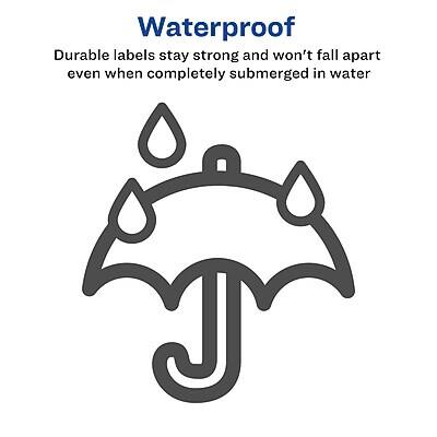 Waterproof  
Durable labels stay strong and won't fall apart even when completely submerged in water
