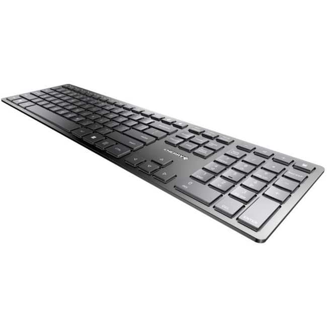 CHERRY - KW 9100 SLIM Bluetooth, Wireless Keyboard - Full size, Black/Silver, Rechargeable, AES 128 Encryption - Black,Silver
