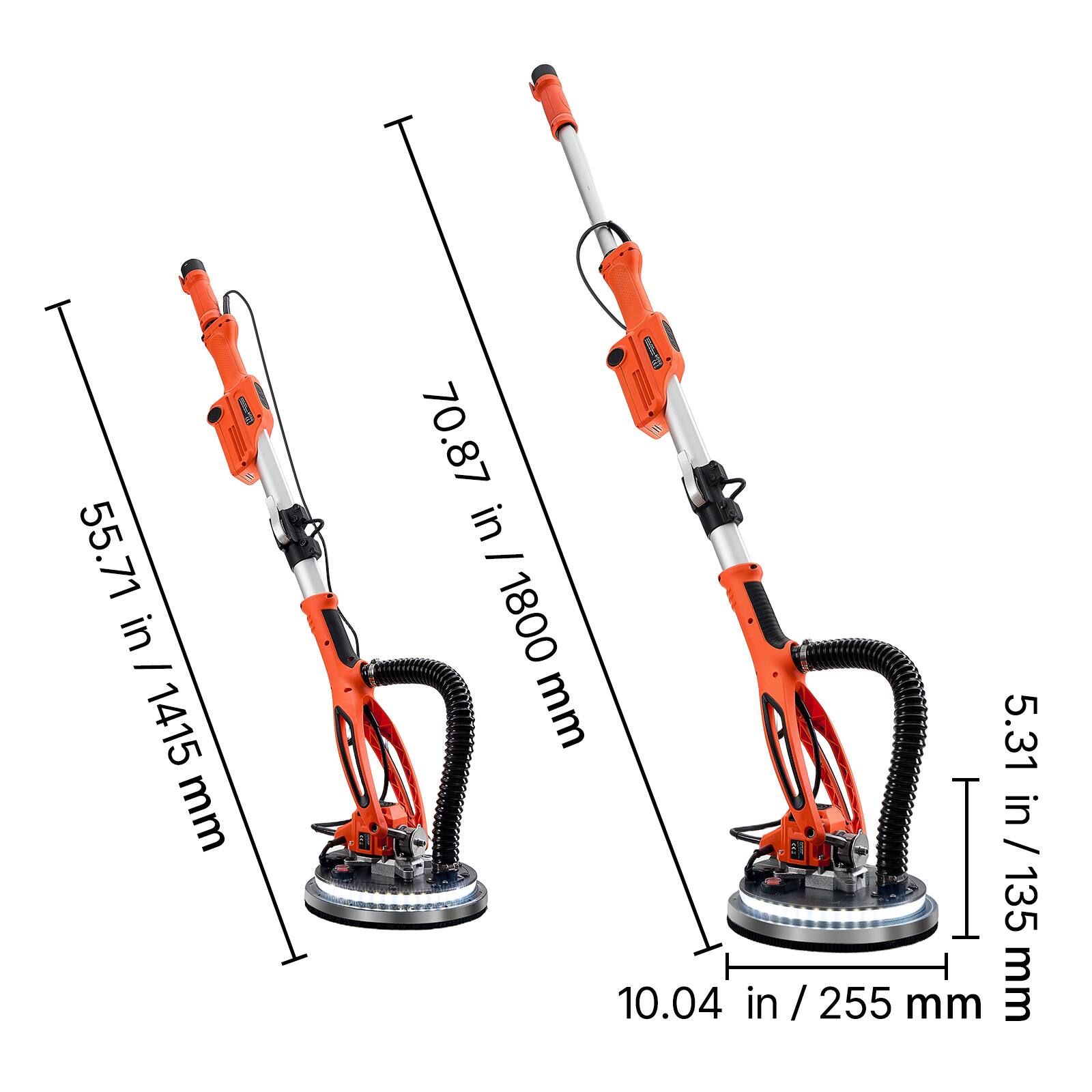 55.71 in - 1415 mm  
70.87 in - 1800 mm  
5.31 in / 135 mm  
10.04 in / 255 mm