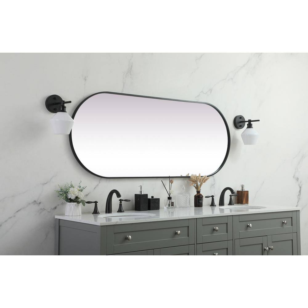 Alt View 4. Elegant Decor - Metal Frame Oval Mirror 24x60 Inch in Black - Black.