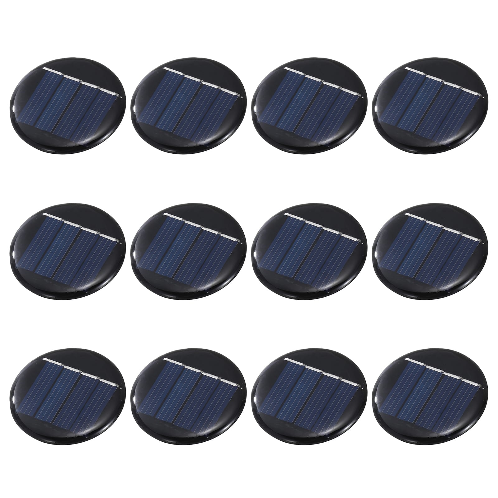 Unique Bargains - 12pcs 2V 0.08W 40mA Round Solar Panels, Small Solar PV Cells for DIY Electric Toy Materials Kits - Black