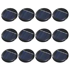 Front. Unique Bargains - 12pcs 2V 0.08W 40mA Round Solar Panels, Small Solar PV Cells for DIY Electric Toy Materials Kits - Black.