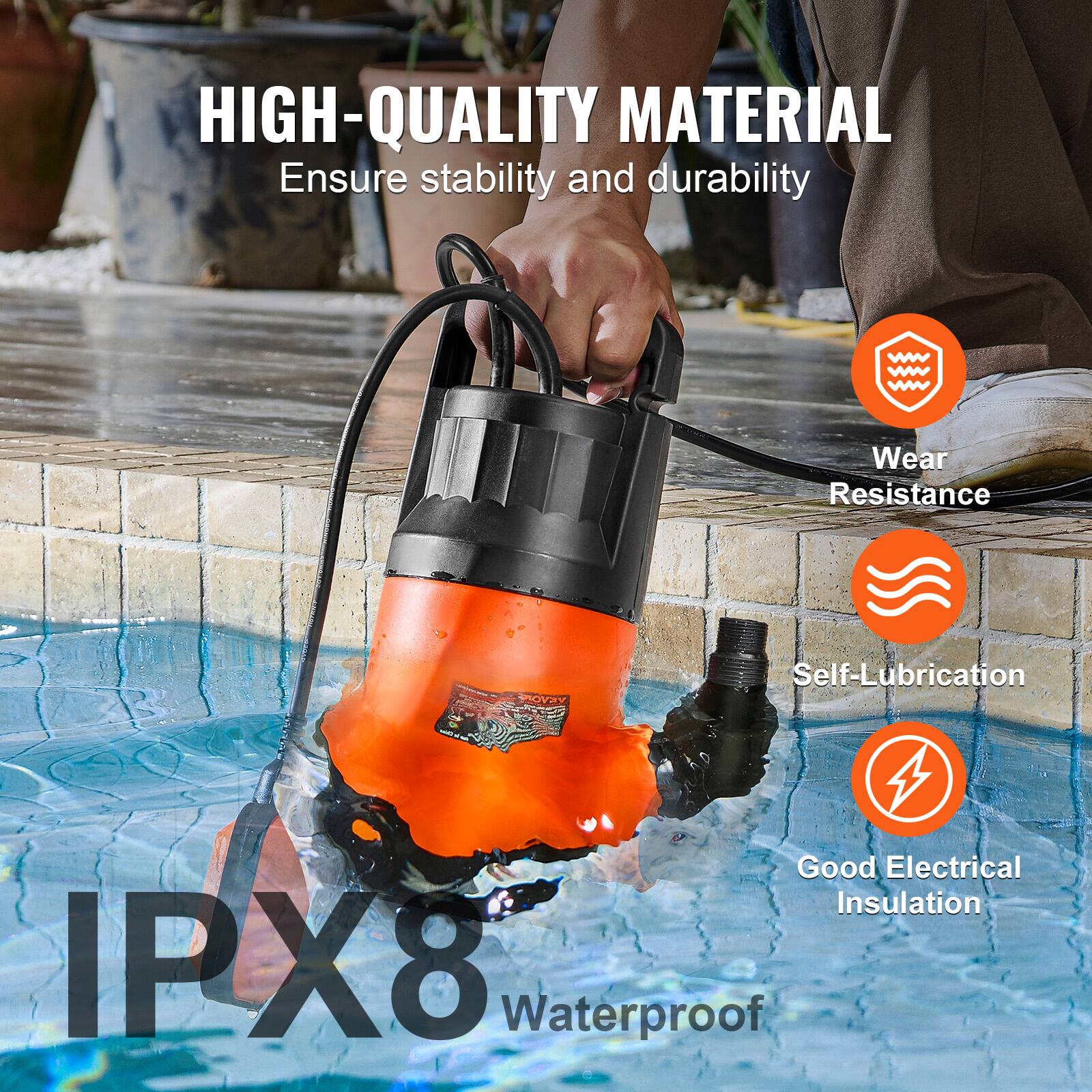 HIGH-QUALITY MATERIAL  
Ensure stability and durability  

Wear Resistance  
Self-Lubrication  
Good Electrical Insulation  

IPX8 Waterproof