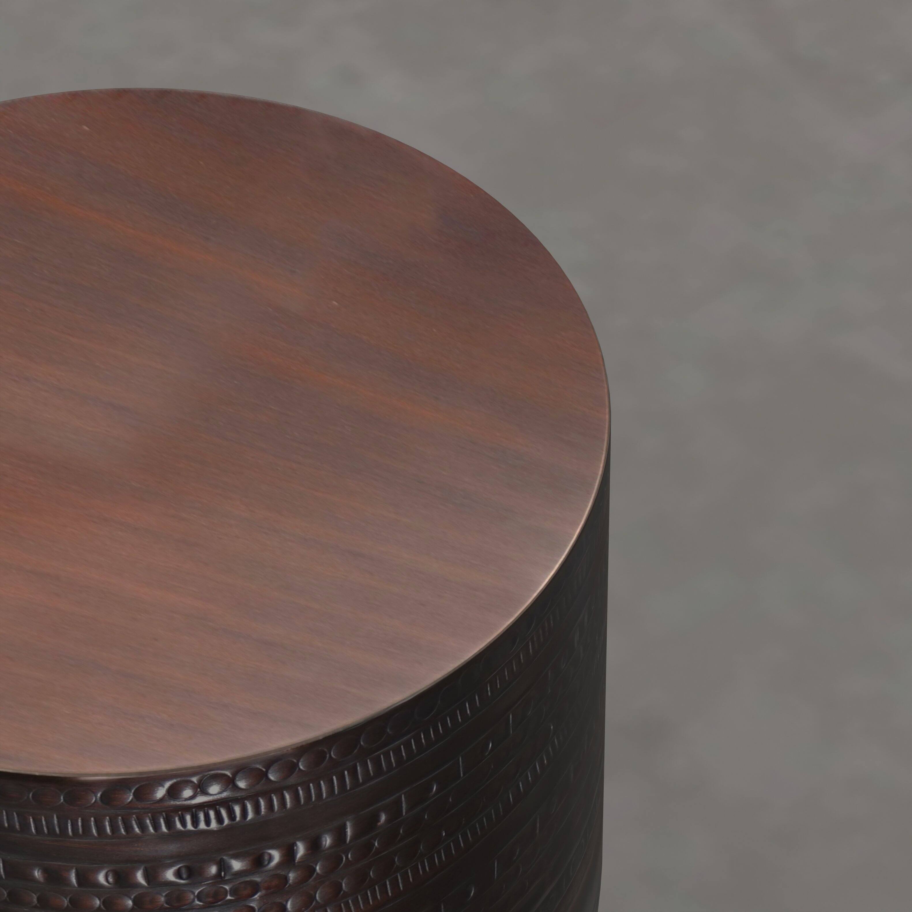 Alt View 2. Simpli Home - Johnsen 15 inch Wide Metal Drum Accent Table, Dark Bronze - Dark Bronze.