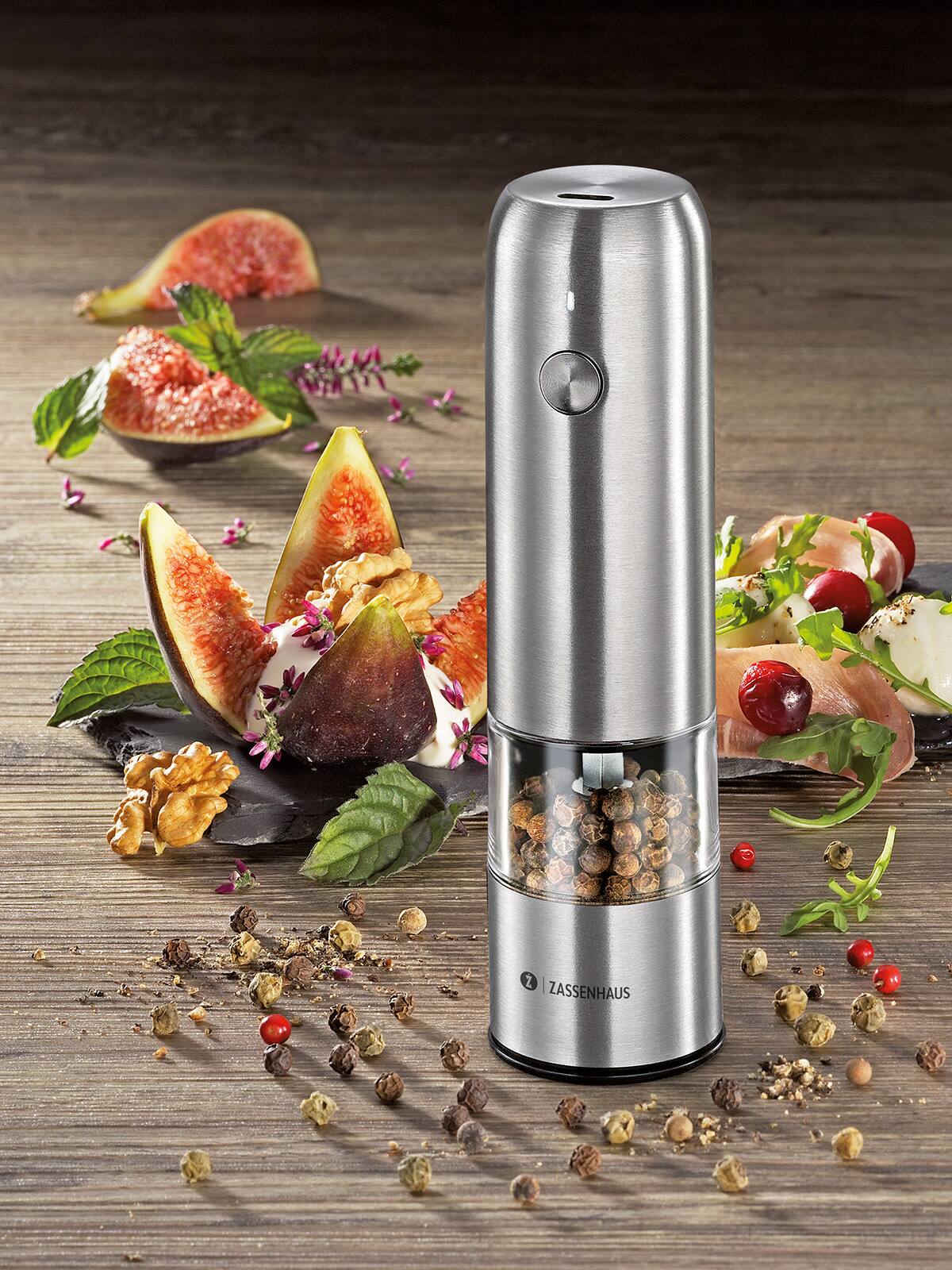 Alt View 3. Zassenhaus - Koln Rechargeable Salt or Pepper Mill, 5.5" H x 1.5", Chrome - Chrome.