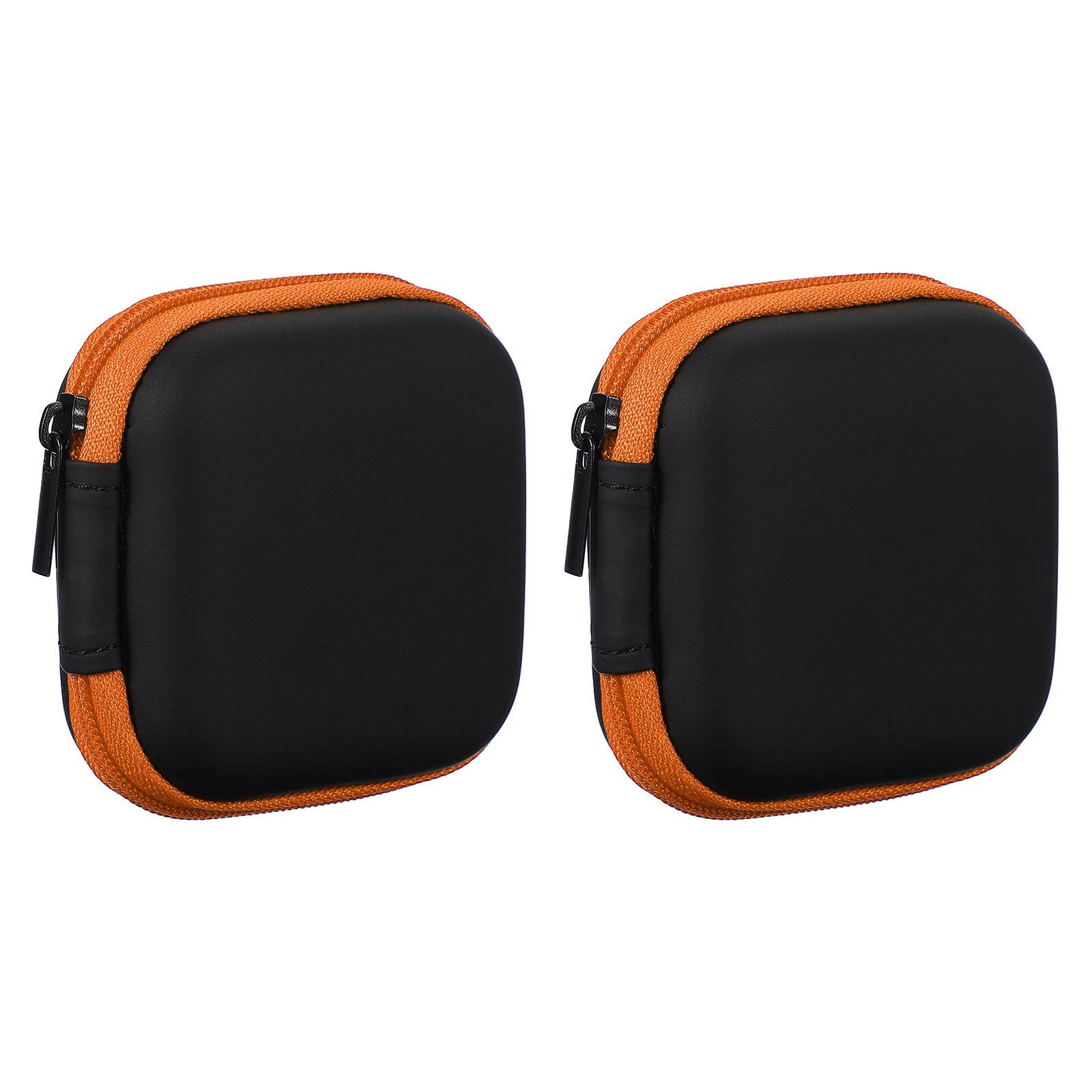 Front. Unique Bargains - 2pcs Earphone Case, 2.95x2.95x1.38in, Portable Earbud Carrying Case Storage Bag for In-Ear Headphones - Orange.