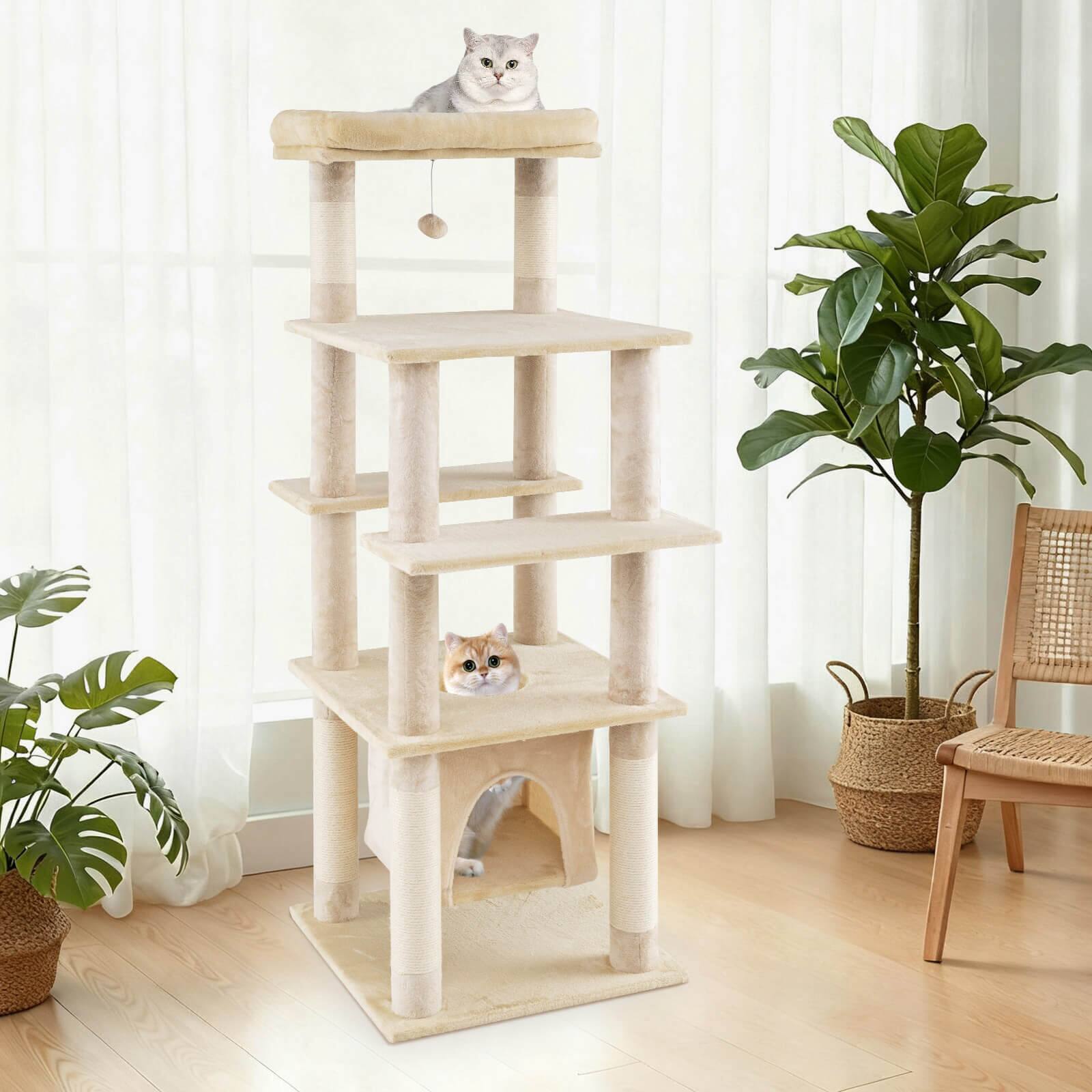 Alt View 4. Costway - Costway Large Multi-level Cat Tree 58" Tall Cat Tower with Swaying Aerial Condo Perch Bed.