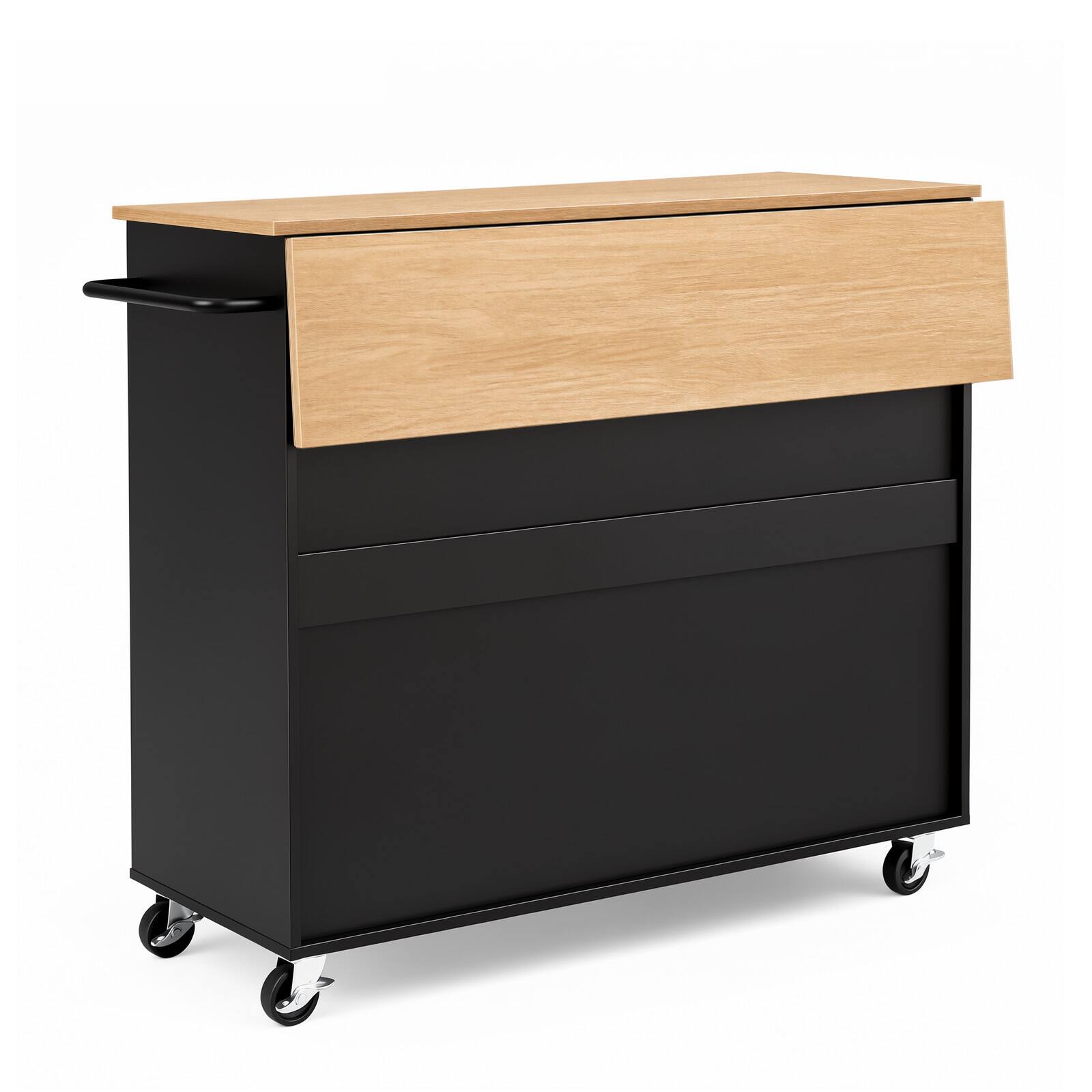 Alt View 5. VEVOR - Kitchen Island Cart with Storage, 42.4 in Wide Mobile Rolling Storage Island on Swivel Wheels, with 3 Drawers - Black.