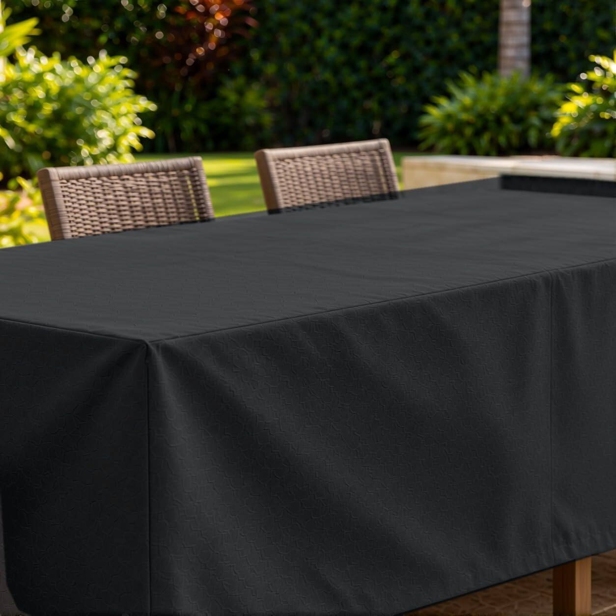 Alt View 3. KHOMO GEAR - Outdoor Dining Table Cover - Heavy Duty, Water Resistant Rectangular Patio Dining Table Cover - 60"L x 33"W x 25"H - Black.