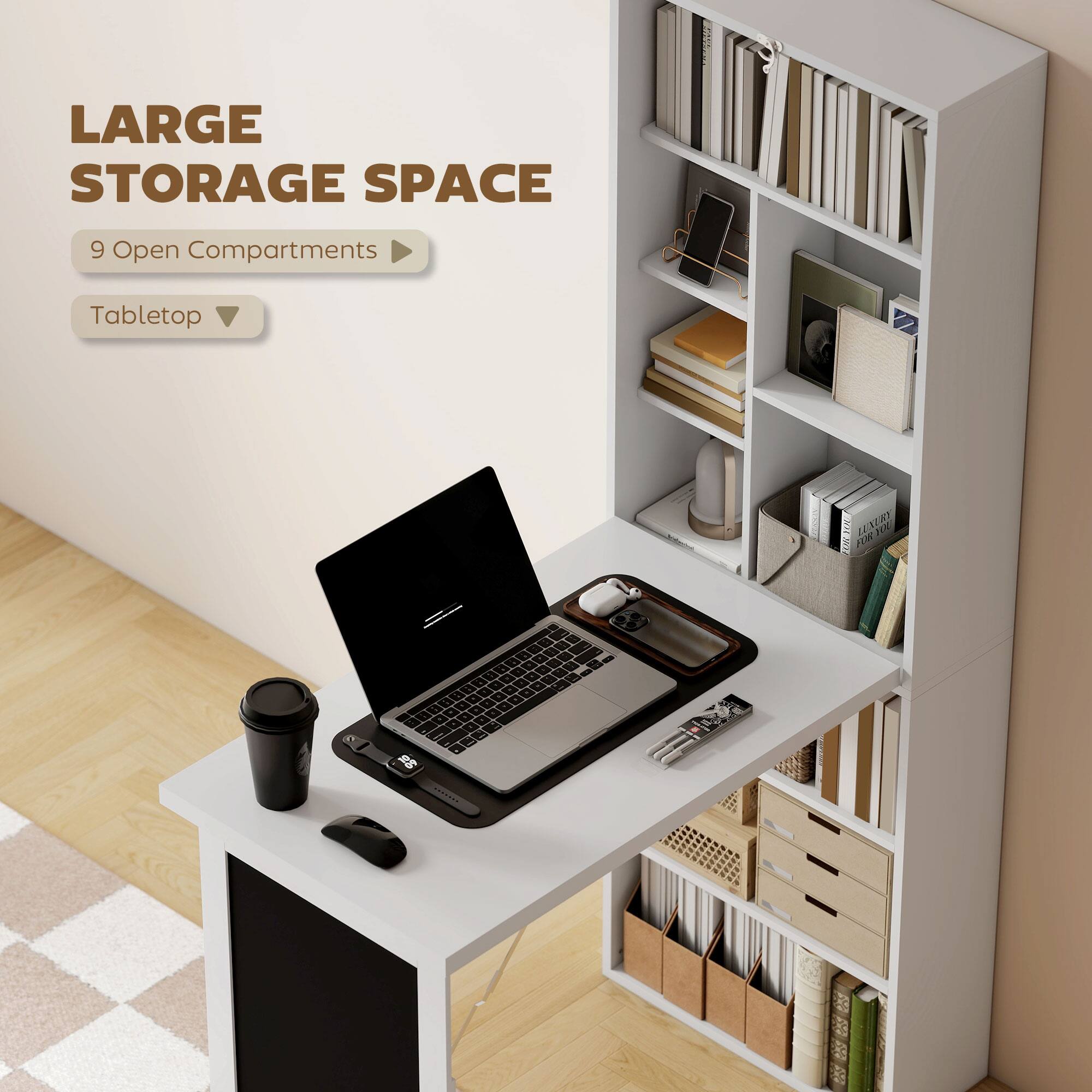 LARGE STORAGE SPACE 9 Open Compartments Tabletop