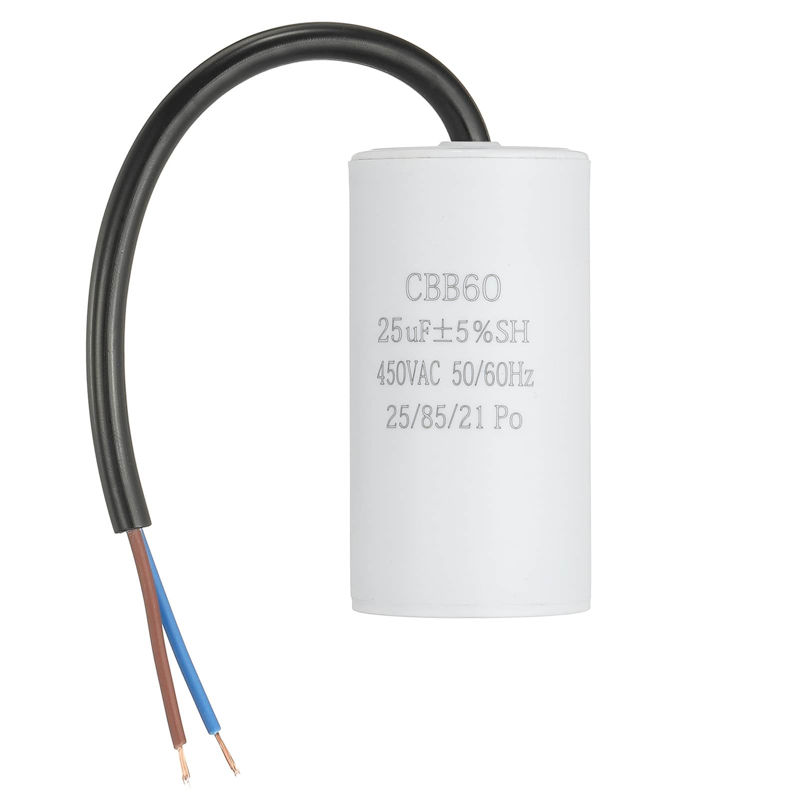 Unique Bargains - 25uF CBB60 Run Capacitor, AC 450V 2 Wires 50/60Hz Cylinder 73x37mm for Air Compressor, Water Pump - White price history on PriceWatchPro