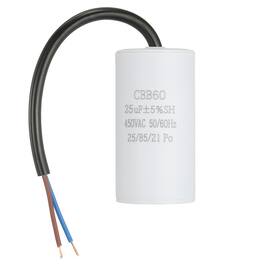 Unique Bargains - 25uF CBB60 Run Capacitor, AC 450V 2 Wires 50/60Hz Cylinder 73x37mm for Air Compressor, Water Pump - White