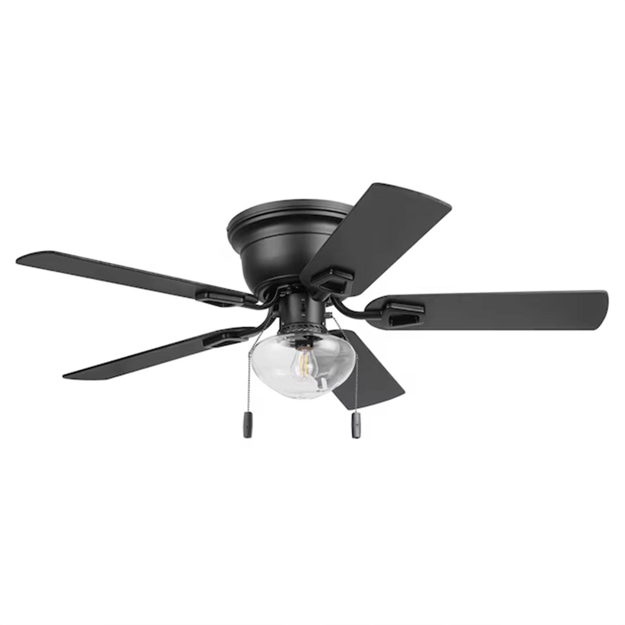 Front. Honeywell - Honeywell Halle 42 Inch Indoor LED Ceiling Fan with Pull Chain, Matte Black - Matte Black.
