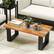 Alt View 11. Costway - Teak Wood Patio Table with River Feel Epoxy Tabletop Indoor Outdoor Side Table - Natural.
