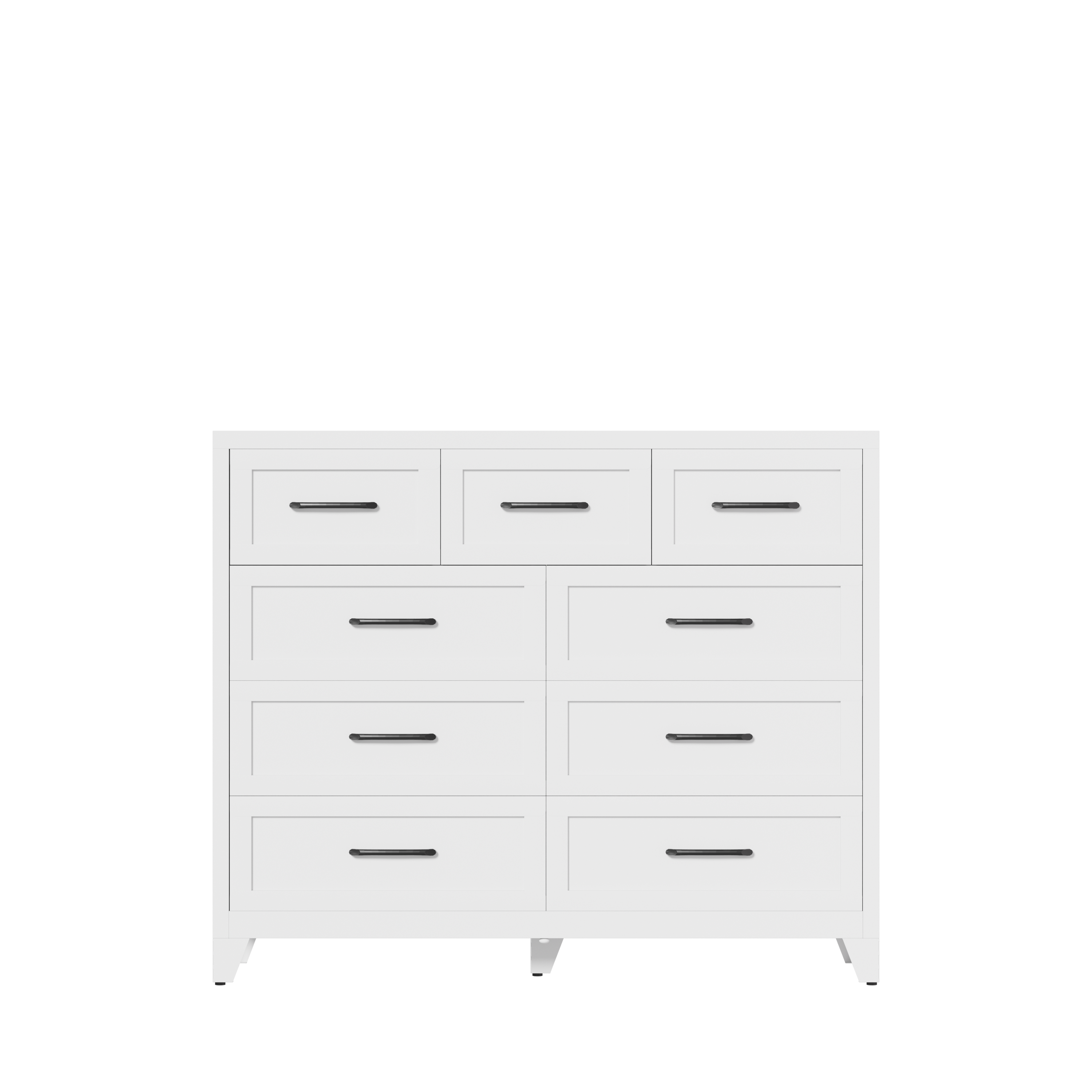 Forest'nSky - Metal 9 drawer 51.97 in. Wide Chest of Drawers with 5-Foot Design & Modern Handles for Living Room - White
